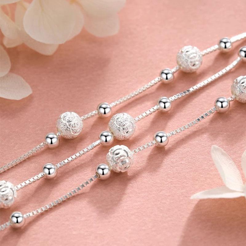925 Silver Lucky Bead Bracelets Woman Fashion Elegant Multi-layer Adjustable Ball Bracelet Luxury Party Jewelry Gifts