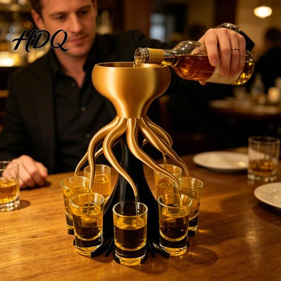 Cocktail Dispenser for Parties Wine Dispenser Octopus Shape with 6/8 Claws Compartments Beverage Container Large Capacity Drink Server Fun