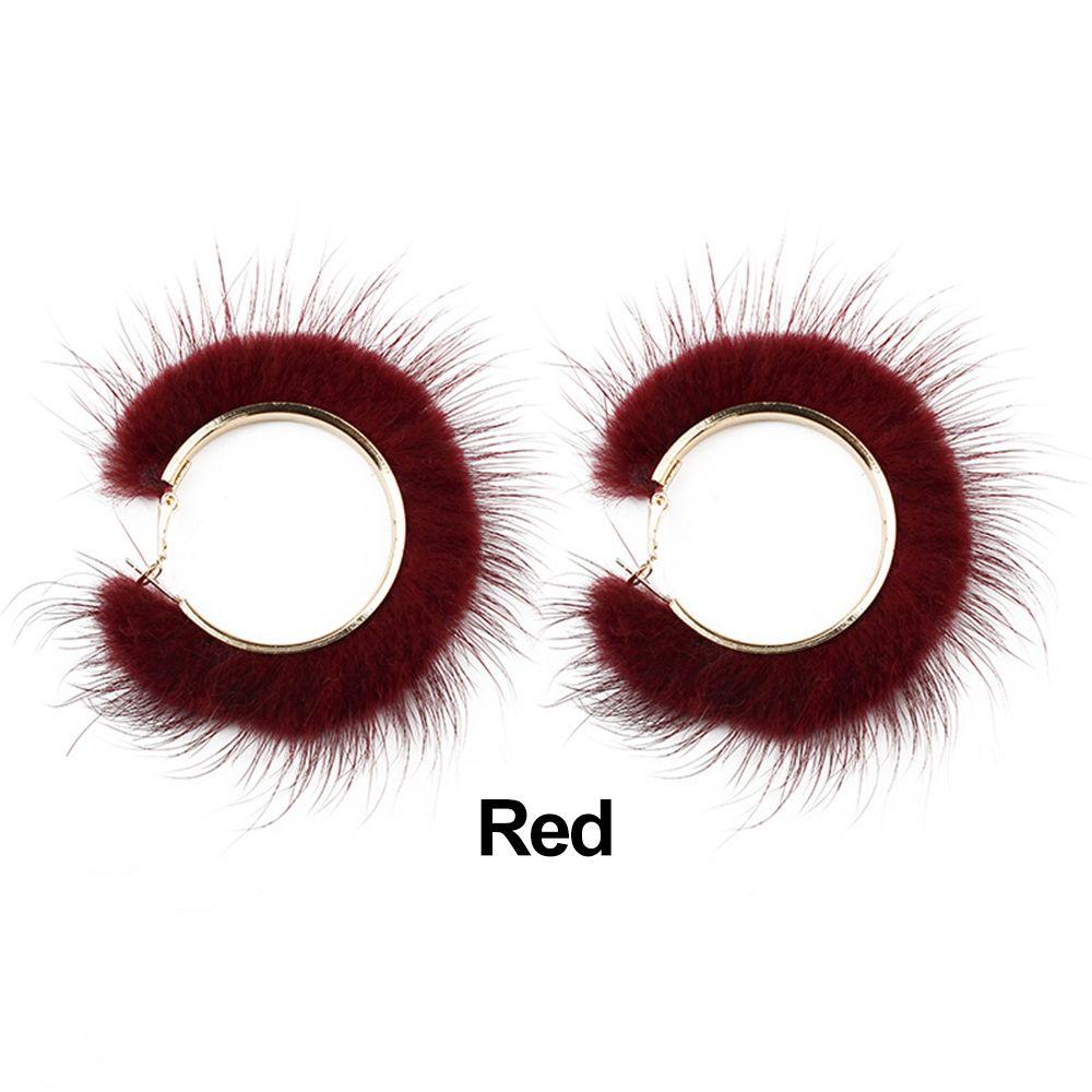 Exaggerated Winter Autumn Round Hairy Earring Plush Jewelry Big Circle Earrings Warm Fur Hoop