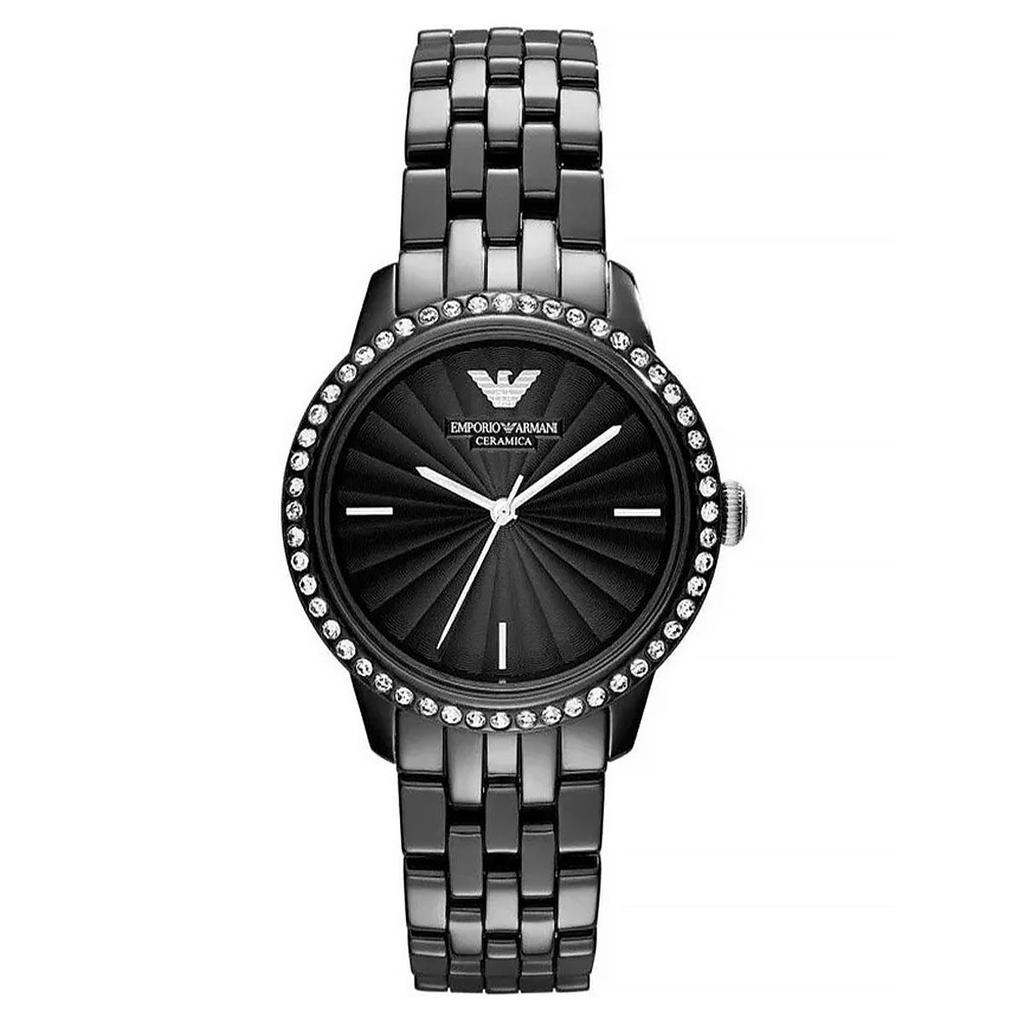 Emporio Armani AR1478 Ladies Ceramica Black Crystal Watch