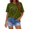 Женская повседневная свободная футболка с принтом, круглый вырез, пуловер, короткий рукав, топ