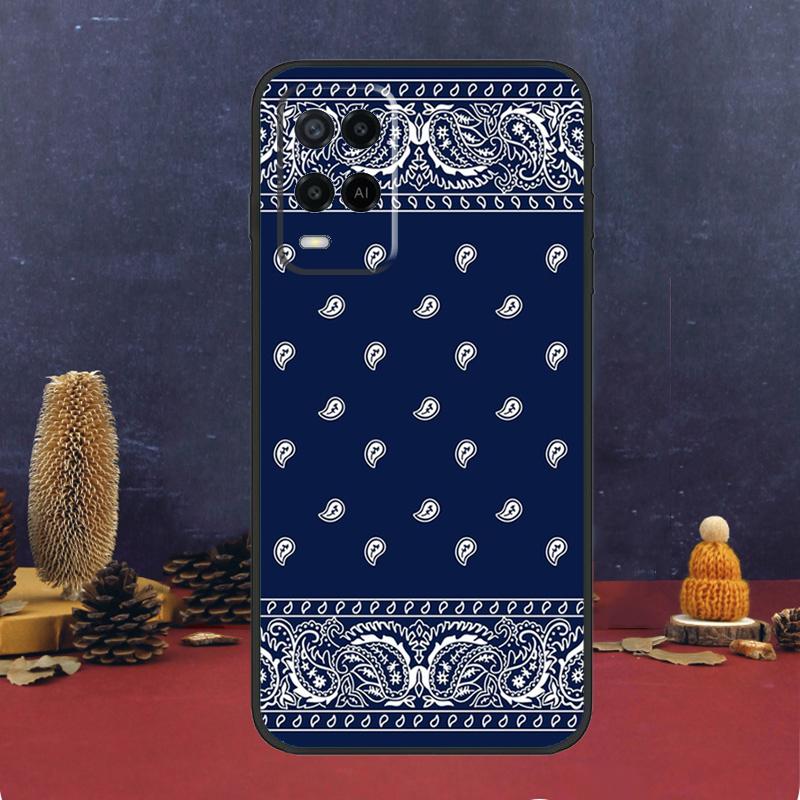 Черный Бандана Пейсли Чехол Для Oppo A16 A76 A96 A17 A57 A40 A60 A80 A98 A58 A78 A18 A38 A54 A74 A94 A15 A5 A6 Pro