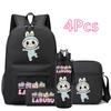 4Pcs/set Cartoon Printed Backpack Teenger Student Boy Girl Large Capacity Schoolbag Kid Outdoor 750Ml Water Bottle Gift
