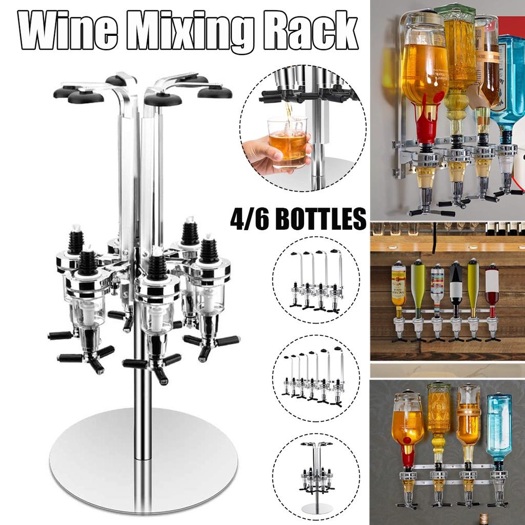 NEW Wall Mounted Cocktail Shaker Stand 4/6 Bottle Liquor Dispenser Wine Beer Alcohol Bar Beverage Dispenser Cocktail Alcohol