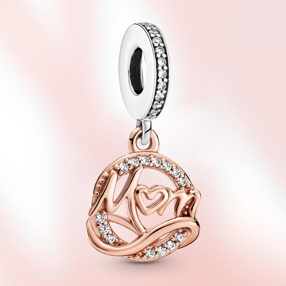 Новый шарм S925 из стерлингового серебра с сердцем из бисера, подвеска для мамы, подходит для оригинального браслета, женские модные украшения, подарок для любви