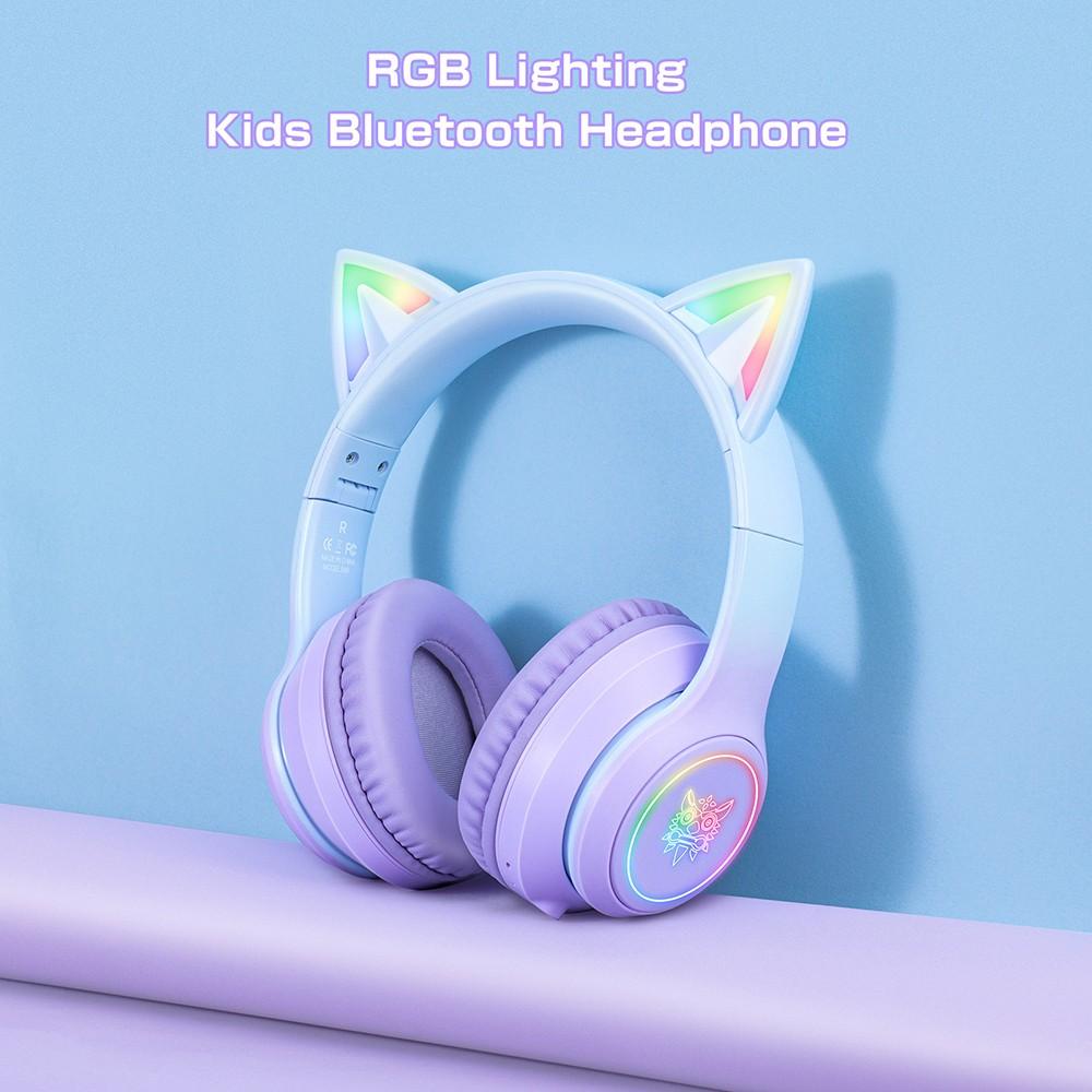 ONIKUMA B90 Cat Ear Wireless Bluetooth Headphones, RGB Lights, HD Microphone
