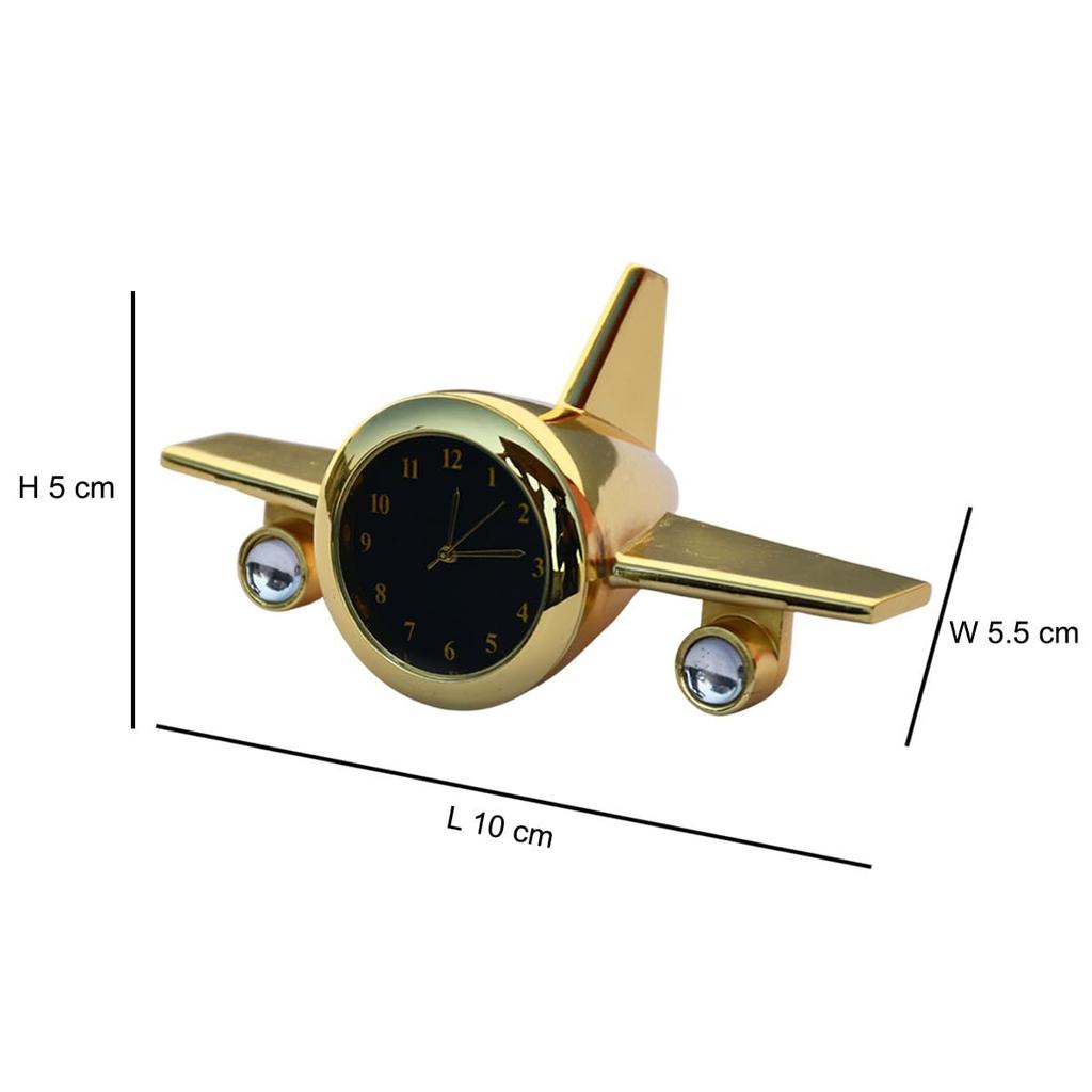 Airplane Table Clock Showpiece - Aeroplane Clock for Office Desk, Study Table - Corporate Gift for Client, Employees, Men, Boys (Golden)