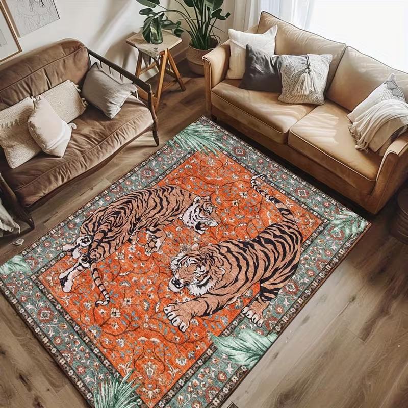 Double Tiger Play Flower Pattern Carpet Decoration Carpet Outdoor Large Carpet Indoor Outdoor Decoration Living Room Sofa Mat