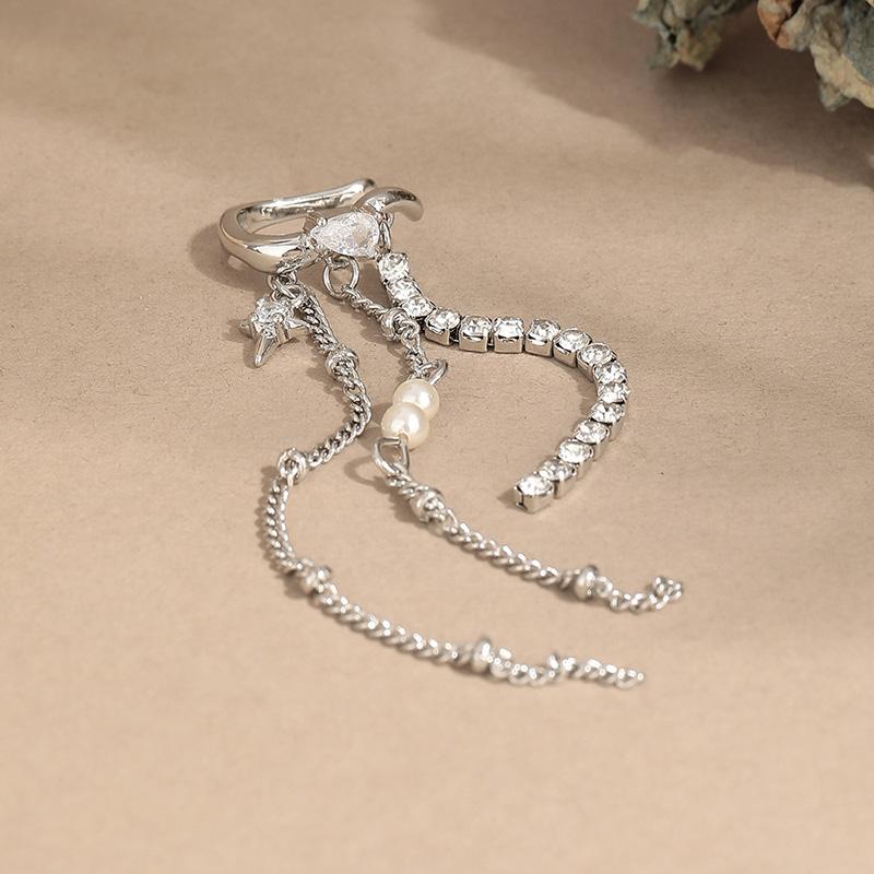 Кисточка циркон серьги клипса без пирсинга для женщин длинный звезда ушная косточка клипса модные индивидуальные украшения вечерние аксессуары винтажные кольца серьги