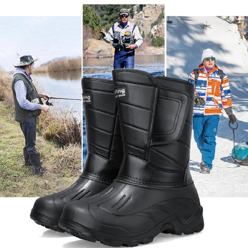 Новая утолщенная водонепроницаемая хлопковая обувь для рыбалки, нескользящие и теплые зимние толстые зимние сапоги с высоким бочком для рыбалки
