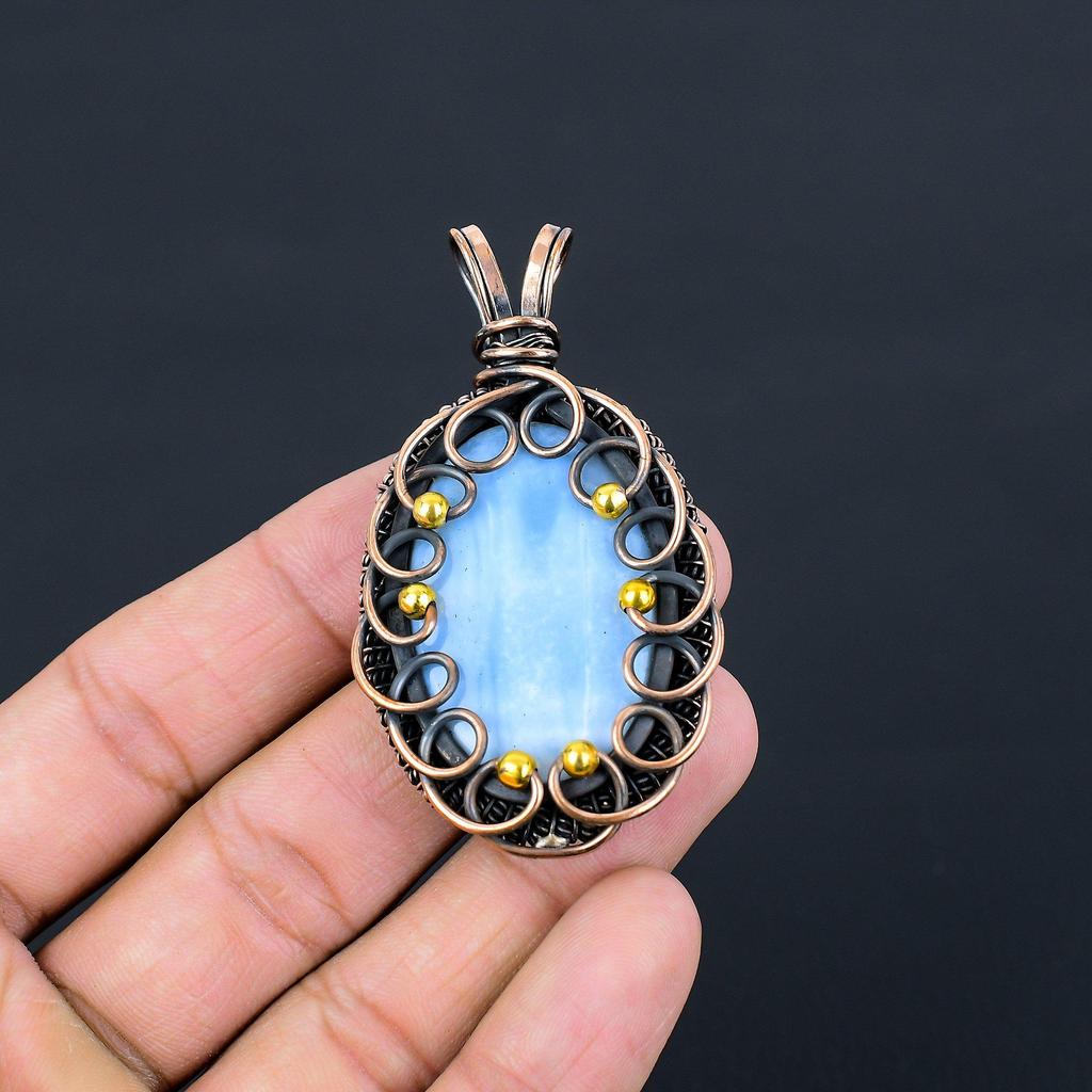 Удивительный опаловый драгоценный камень Owyhee из чистой медной проволоки, обернутый ювелирной подвеской ручной работы