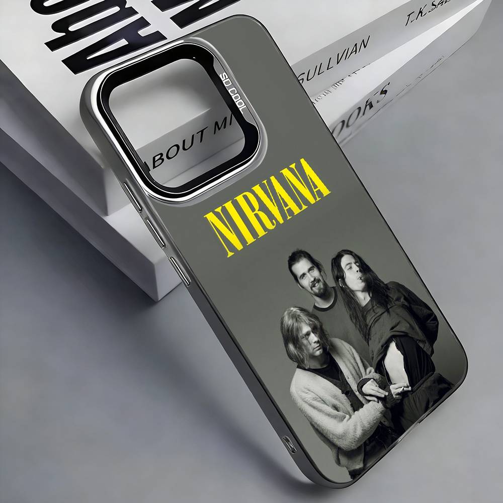 N-NirvanaS Цветной Серебряный Чехол для Телефона Рок-Группы для iPhone 17/16/15/14/13/12/11 pro Max Совместим с Несколькими Моделями
