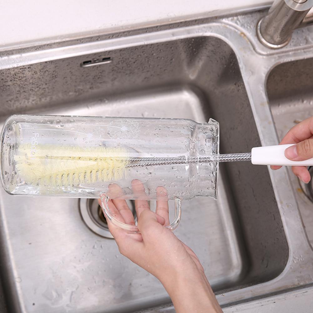 Многофункциональная кухонная стеклянная бутылка для воды, щетка для чистки чашек, инструмент для чистки кастрюль с длинной ручкой