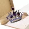 Retro Fashion Diamond Crown Brooch Women'S Elegance Temperament Purple Hollow Crown Pin Women'S Accessories