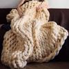 Fashion Hand Chunky Knitted Blanket Thick Yarn Wool-like Polyester Bulky Knitted Blankets Winter Soft Warm Throw