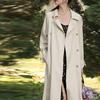 2025 Women's British Style Mid-Length Trench Coat - Spring/Autumn Street Fashion, Small Size