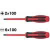 VESSEL Megadora Insulated Screwdriver, Set of 2, Electric Shock Prevention, VDE Certified, 9602PS