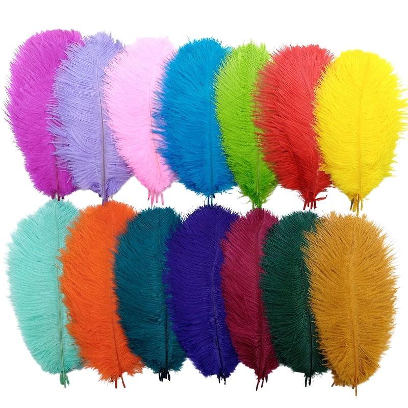 10Pcs Ostrich Feathers Wedding Centerpiece For Needlework Crafts Material DIY Decoration Carnival Headdress Accessories Plumes