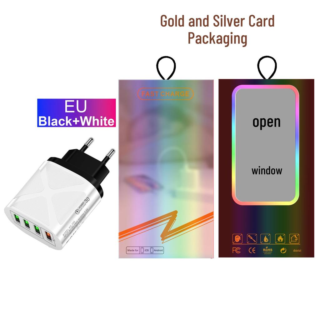 New QC3.0 4-Port Fast Charger: 5V/9V/12V European, American, British & Australian Standard