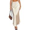 Fishtail Maxi Skirt Elegant Faux Silk Satin Skirts for Women High Waist A-line Office Lady Skirt Solid Color Glossy Finish Plus Size