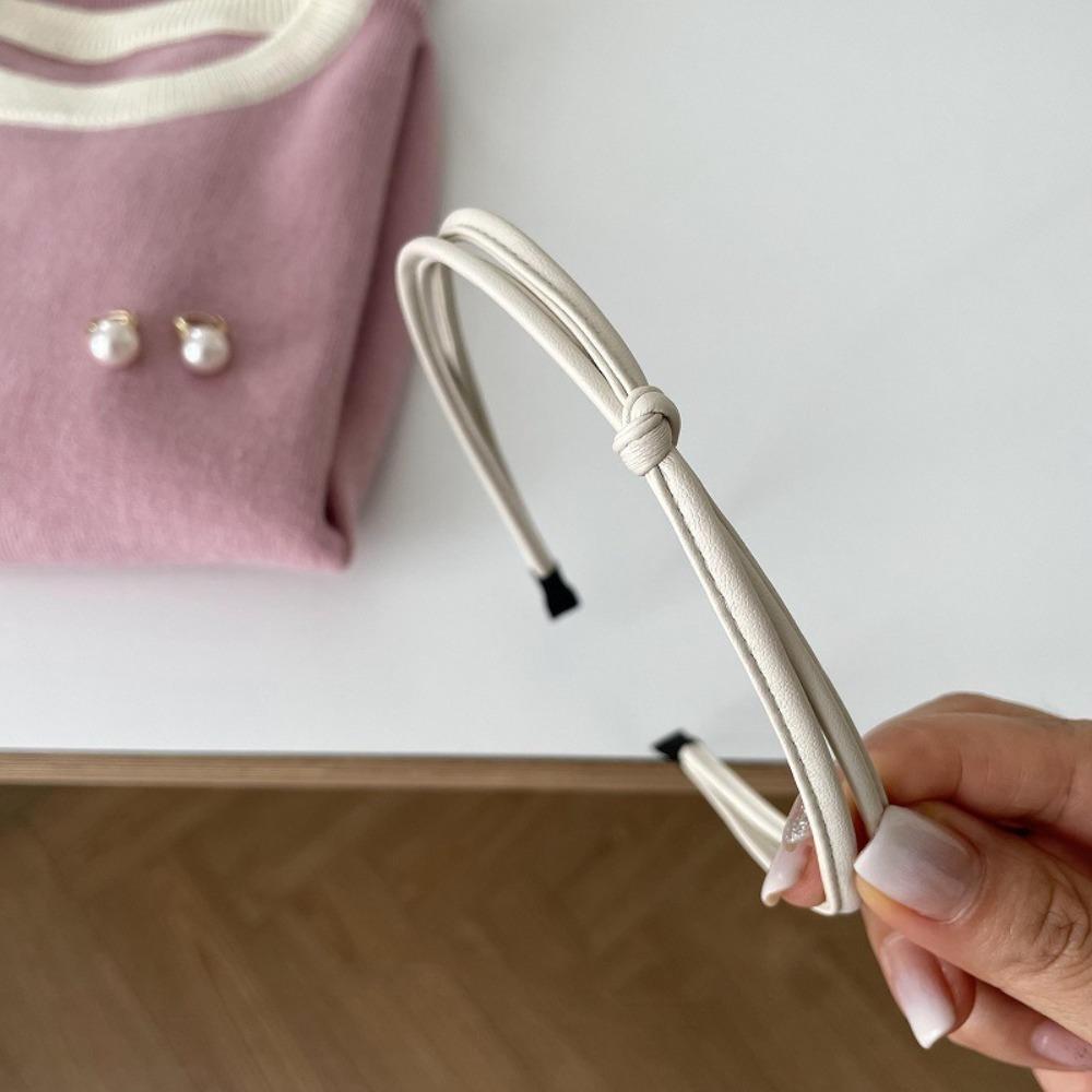 Black Brown White Knot Head Bands Thin Hair Accessories Simple Leather Headband  Girl Women