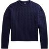 Polo SS22 Solid Color Cable Knit Crew Neck Long Sleeve Sweater Women Sweater Blue 211856724-001