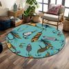 Fishing Lures and Hooks Pattern Print round rug, living room, bedroom, playroom carpet, non slip floor mat, gift
