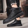 Модные кожаные мужские ботинки 2024 года, новые зимние ботинки на платформе, теплые, меховые, короткие, на шнуровке, модные, новинки, лаконичные, повседневные, рабочие, хлопковые ботинки