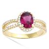 Gold Plated Ring 'Sissi' Golden White Ruby - 10x8 Mm