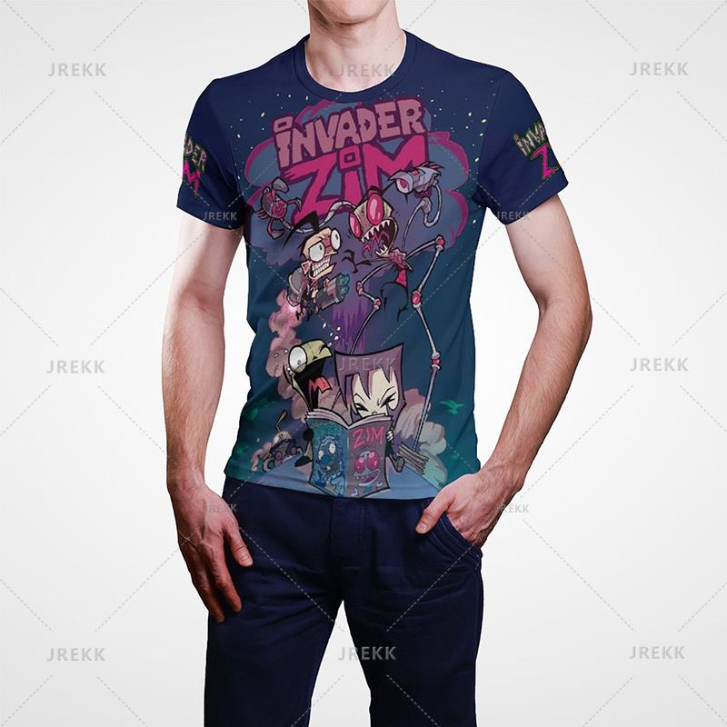 Футболка с рисунком аниме «Захватчик Зим», мужская летняя футболка с коротким рукавом, крутая футболка с 3D принтом, забавные мембранные топы, футболка, одежда