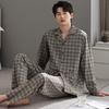 Pure Cotton Pajamas Men'S Spring And Autumn Autumn Long-Sleeved Large-Size Cardigan Medium Dad Loungewear Set