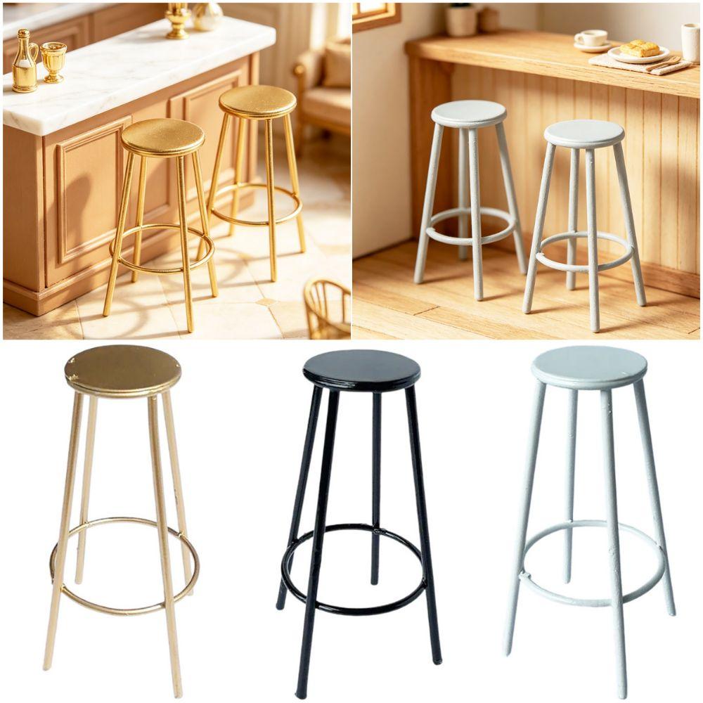 1:12 Scale Doll Bar Counter Stool Alloy Mini Dollhouse Furniture Dollhouse Decor