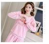 Women's Long-Sleeve Flannel Pajamas - Cute Cartoon Coral Fleece Set for Fall & Winter