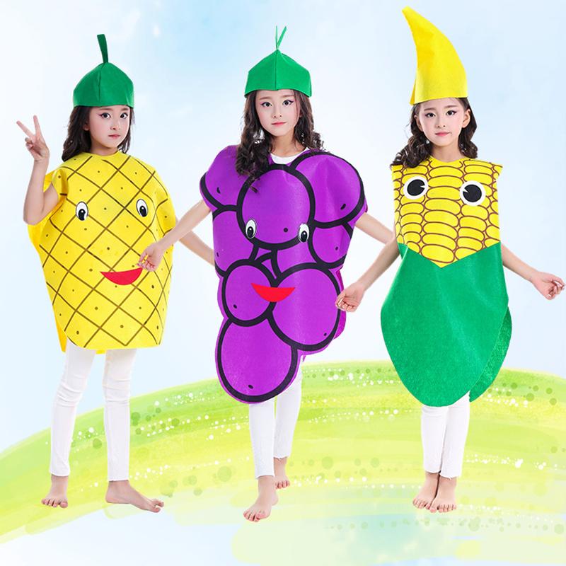1Set Children Cosplay Fruit Veggie Costume Funny Holiday Party Cute Clothes Suit Children Performance Overclothes Stage Costume