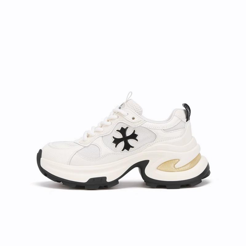 Leather platform dad shoes women's 2025 spring new cross breathable versatile lightweight non-slip casual sports shoes tide