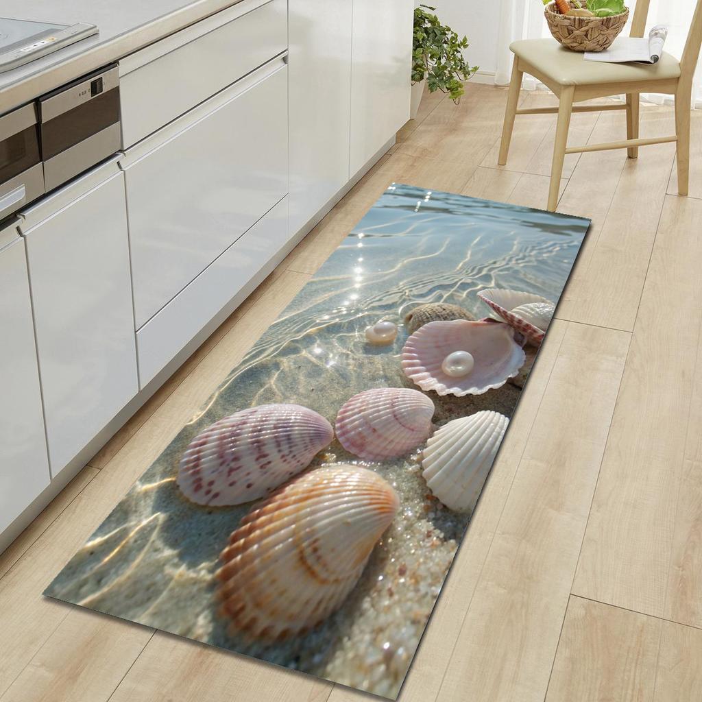 1Pcs Beach Soft Stones Pattern Floor Mat Modern Kitchen Polyester Rug Non-Slip Colorful Indoor Carpet, For Home Bathroom Bedroom Living Room Decor