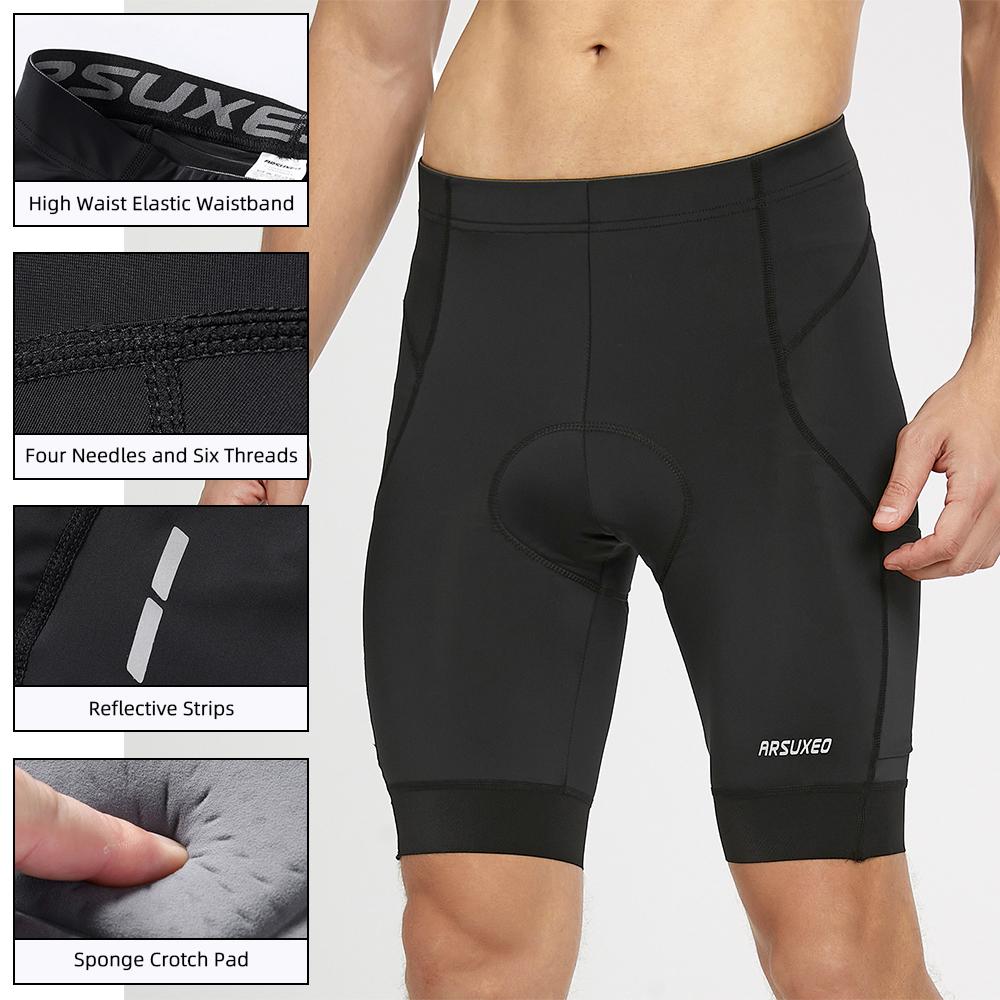 Men"s Padded Bike Shorts Breathable Quick Dry Elastic Cycling Shorts with Pockets