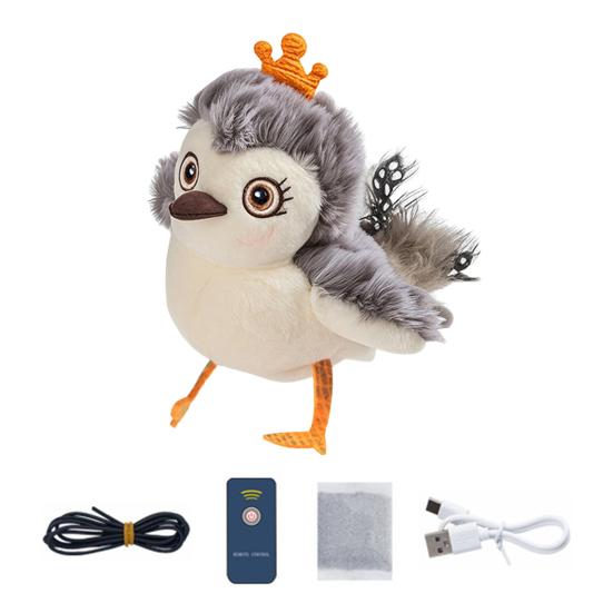Игрушка для кошек «хлопающая птица», перезаряжаемая интерактивная плюшевая птица с дистанционным управлением, автоматическая хлопающая и щебечущая игрушка для кошек с кошачьей мятой для домашних кошек