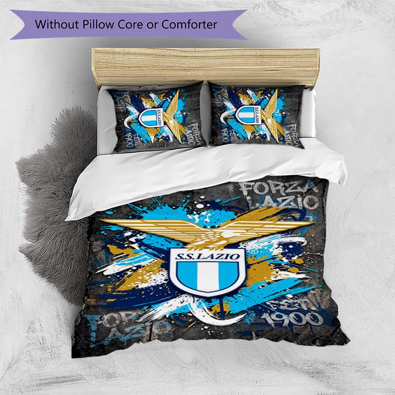 Lazio FC Printed 3PCS Bedding Set Breathable Duvet Cover with Pillowcases Decorative Bed Linen for Bedroom Home