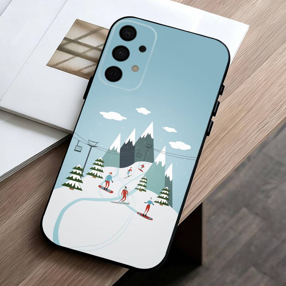S-Skiing S-Snow Snowboard Ski art Phone Case For Samsung Galaxy A73,A72,A71,A70,A53,A52,A51,Soft Silicone Black Cover