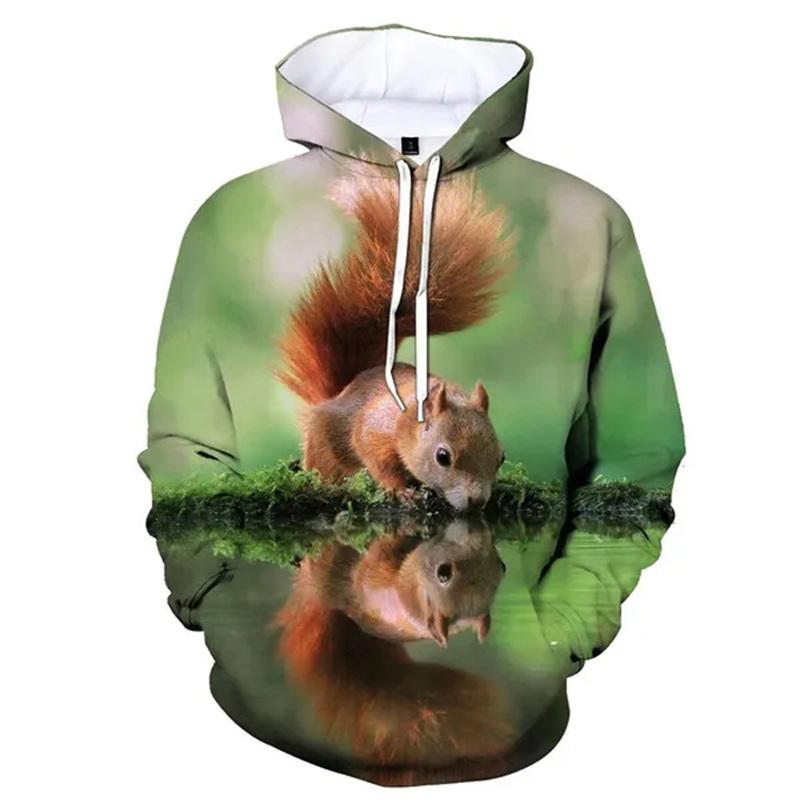 Смешной милый рисунок белки 3D принт толстовка с капюшоном для мужчин и женщин уличная одежда свободный свитер с капюшоном толстовки детская верхняя одежда