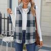 Women's Checked Print Fashionable And Warm Fleece Cardigan Vest Jacket
