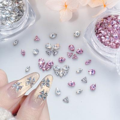 Bow Love Циркон Бриллиант Мини Мини Маленький Бриллиантовое Покрытие Дно Супер Вспышка Перевернутый Край Плоское Дно Микро Цирконий Цветной Бриллиант