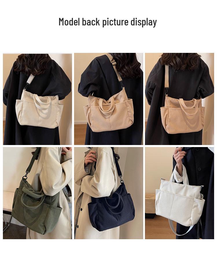 Женская вельветовая сумка-тоут большой вместимости - Универсальная сумка через плечо, на плечо, ручная сумка для поездок на работу и повседневного использования