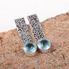 Серьга с драгоценным камнем небесно-голубым топазом, Роскошное украшение ручной работы, Ювелирное изделие из стерлингового серебра 925 пробы, Повседневная серьга для свадебного подарка