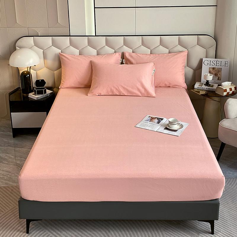 Комплект постельного белья из 3 предметов, простой, синий, в полоску, мягкий, приятный для кожи, утолщенный, 100% хлопок, эластичный, размер Queen Size