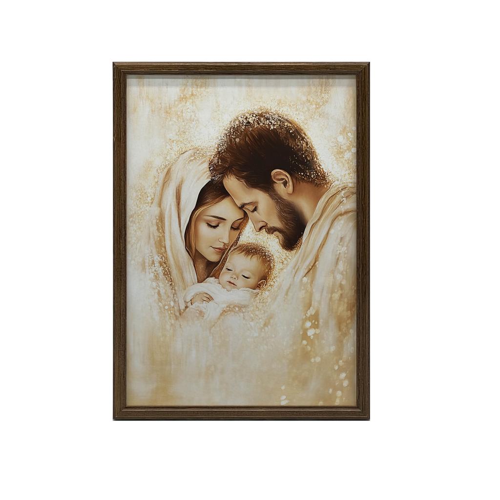 Poster Holy Family In Golden Glow Poster Holy Family In Golden Glow, 50X70 Cm, Gold Aluminum Frame, 230 Gsm Matte Paper
