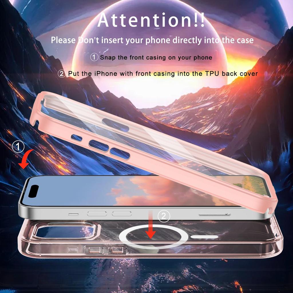 For iPhone 15 Pro Max Case Compatible with MagSafe PET Screen Film PC+TPU Cover