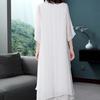 Romantic Elegant Dignified Atmosphere Mother Dress Summer Silk Classic Round Collar Short Sleeve Streetwear Dresses
