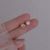 Small Sugar Cube Earrings Women's Small Citrine Earrings Simple Light Luxury Niche Design Style Jewelry